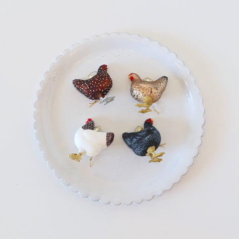Blown Glass Ornaments - Farmhouse Hens - 4 Options