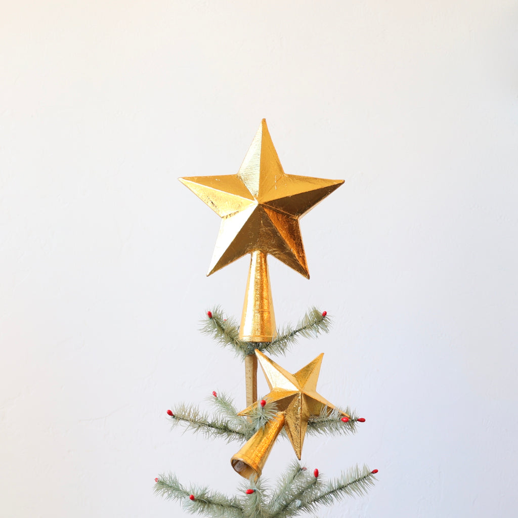 Bright Gold Paper Mache Tree Toppers - 2 Options