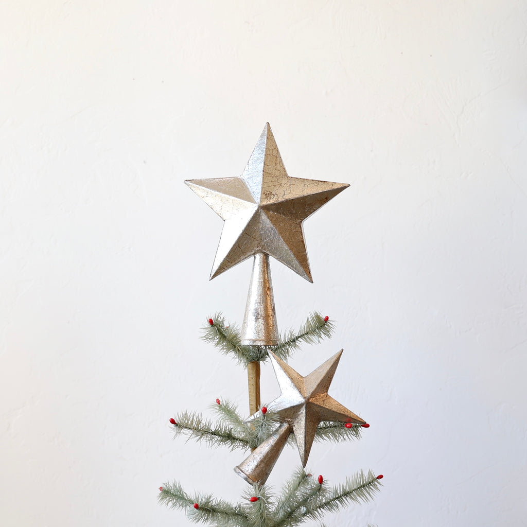 Antique Silver Paper Mache Tree Toppers - 2 Options