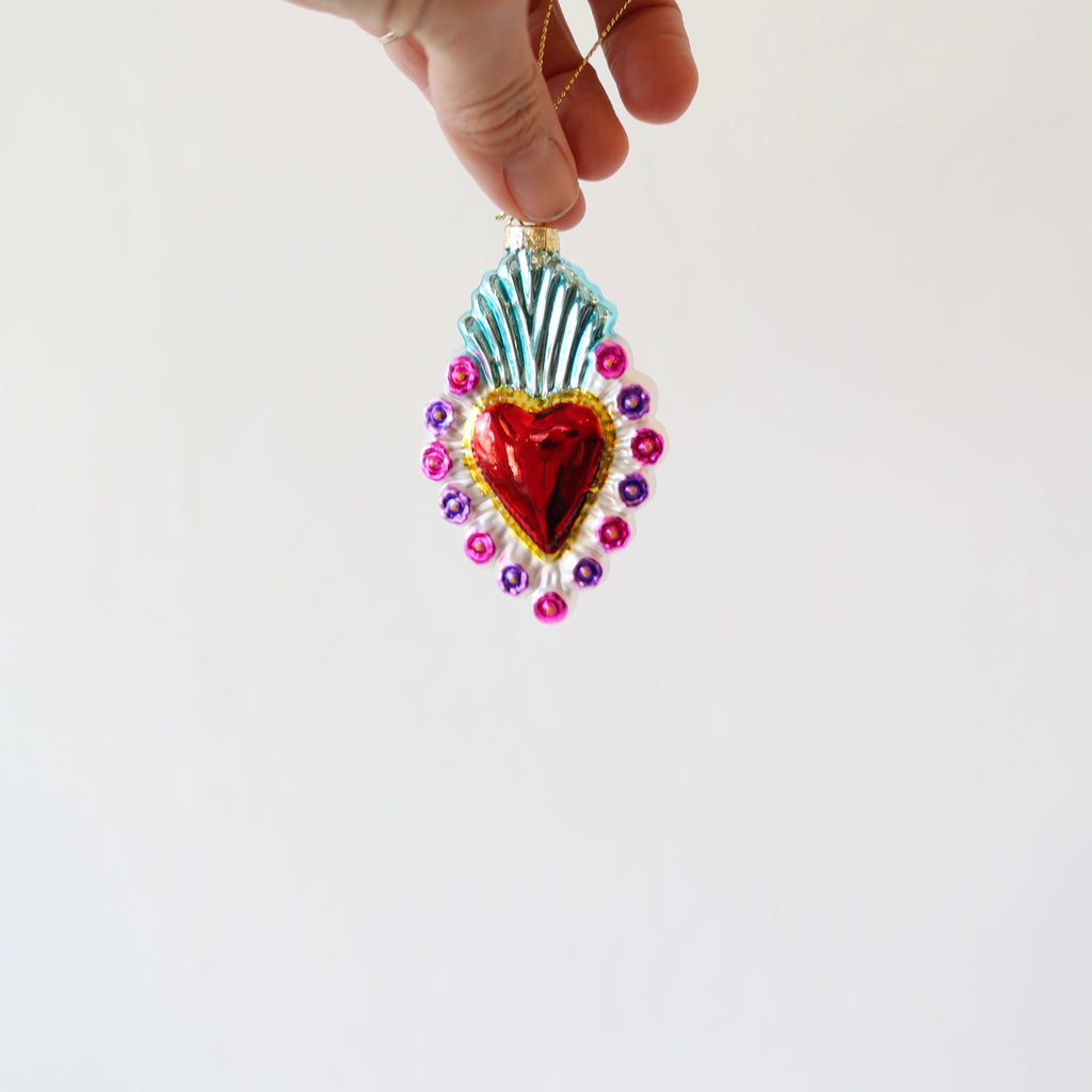 Blown Glass Ornamments - Milagro Hearts