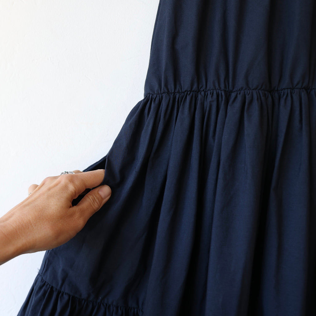 Fabiana Pigna Puff Sleeve Dress - Navy Cotton | Bon Fabiana Pigna Puff Sleeve Dress - Navy Cotton | Bon