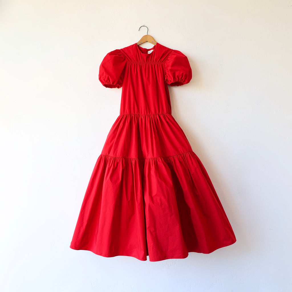 Fabiana Pigna Puff Sleeve Dress - Scarlet