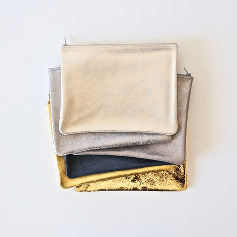 Tracey Tanner Large Leather Zip Pouch - 6 Colors