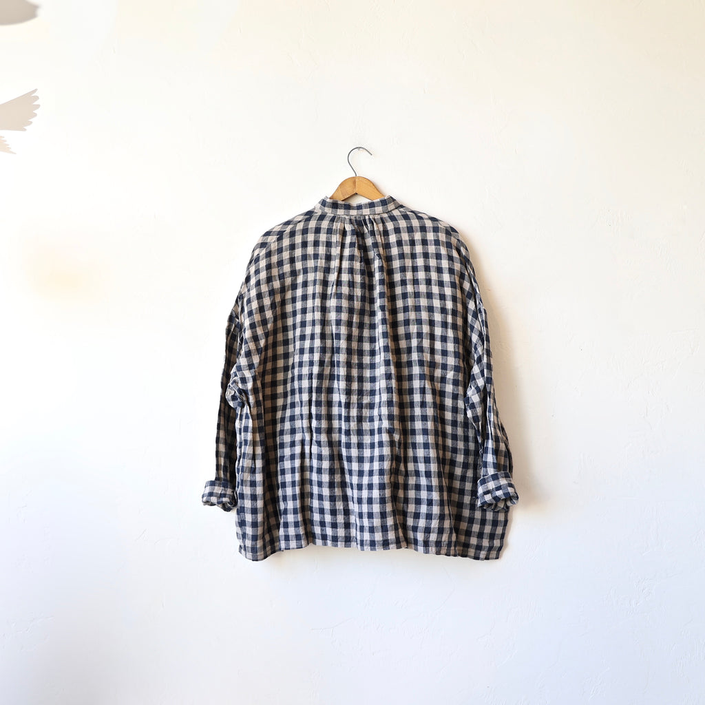 Ichi Antiquités Linen Shirt - Navy/Natural Gingham
