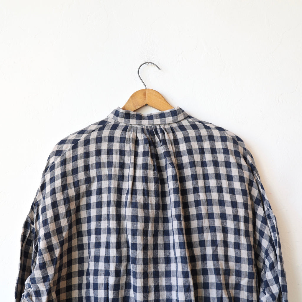 Ichi Antiquités Linen Shirt - Navy/Natural Gingham