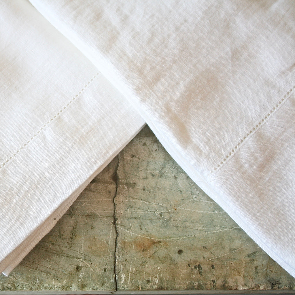 Hemstitch Linen Tablecloths, Square - 3 Sizes