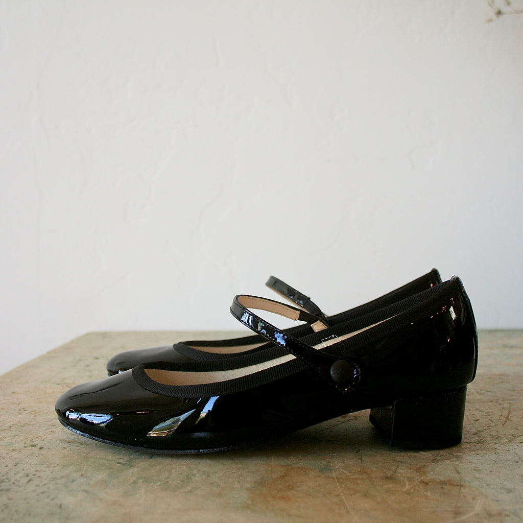 Repetto Rose Mary Janes - Black Patent