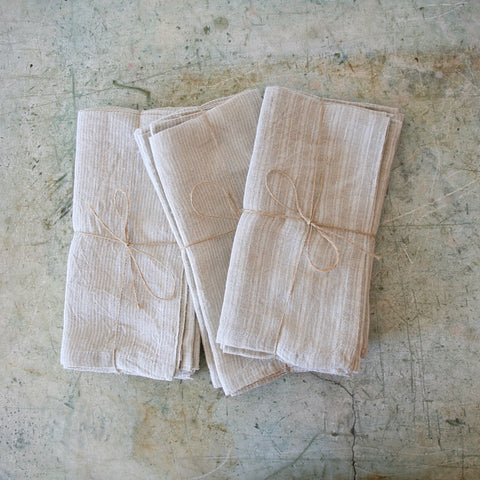 Set of Four Linen Striped Napkins - Two Options