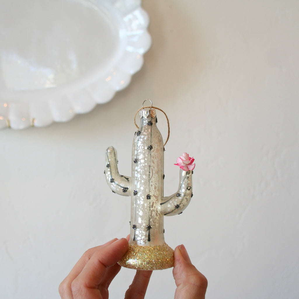 Blown Glass Ornaments - Stout Saguaro Cacti - 5 Colors