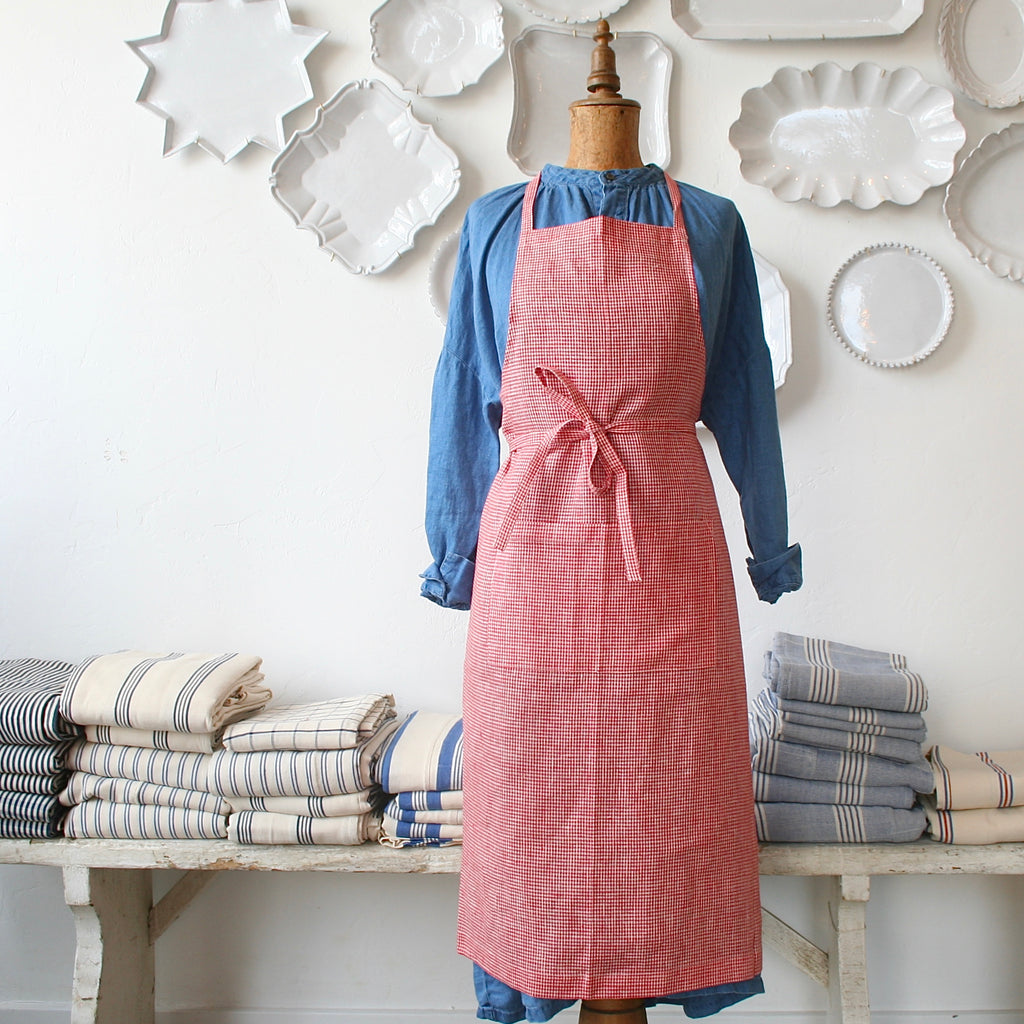 Fog Linen Full Apron, Red - 2 Options | Bon Fog Linen Full Apron, Red - 2 Options | Bon