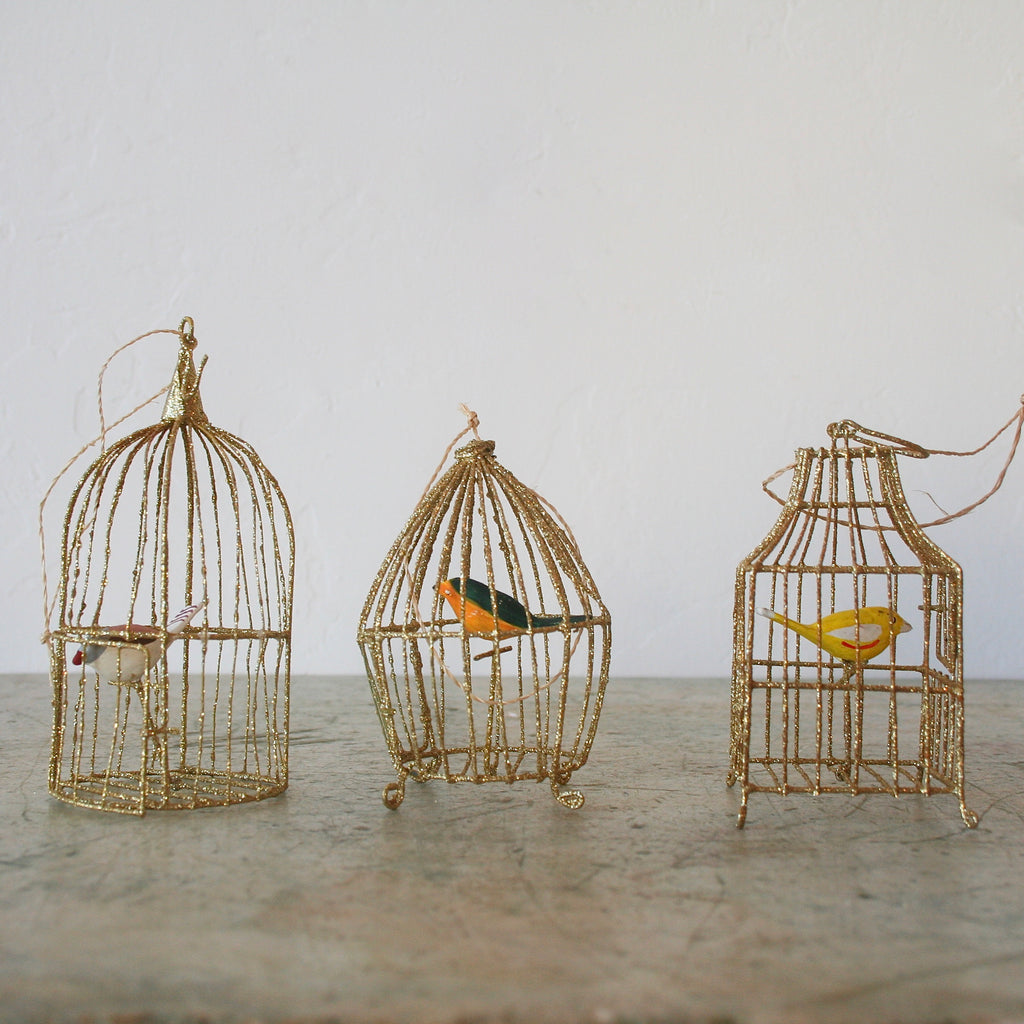 Gilded Birdcage Ornaments - 3 Options