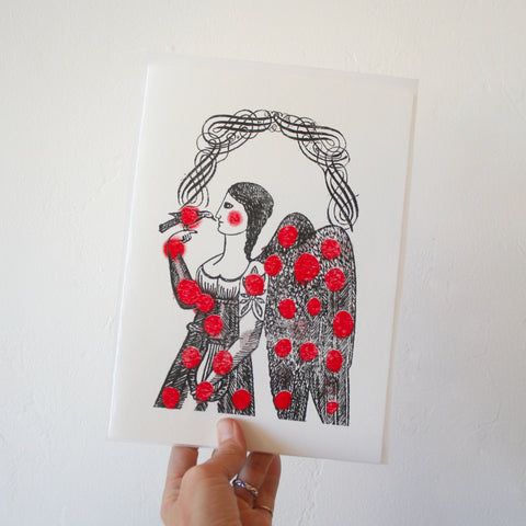 Minnieolga Red Dot Angel Card