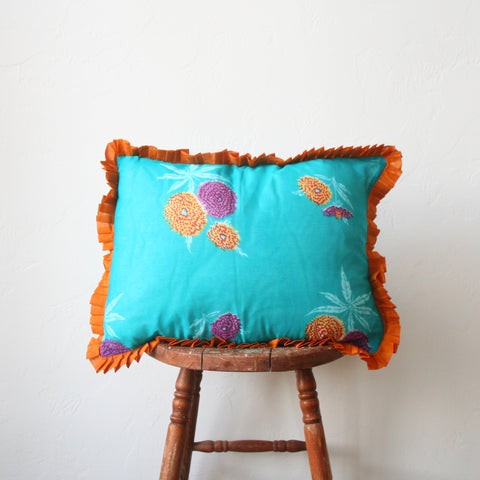 Lisa Corti Floral Pillow - Turquoise