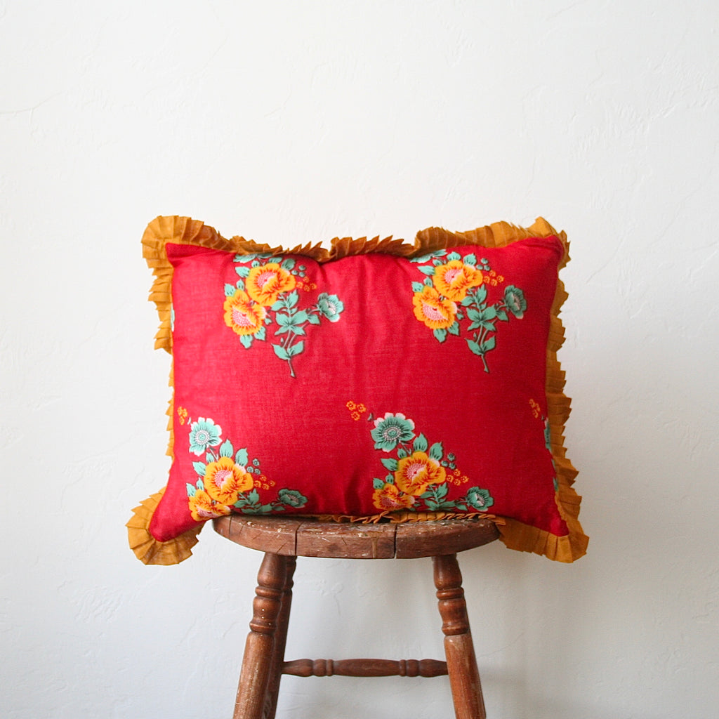 Lisa Corti Floral Pillow - Red
