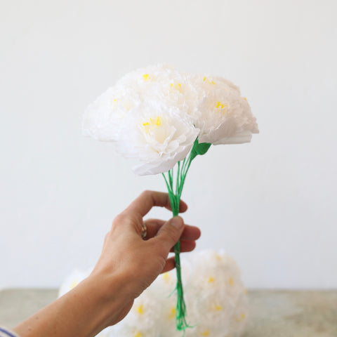 Bunch of Large Paper Flowers - White