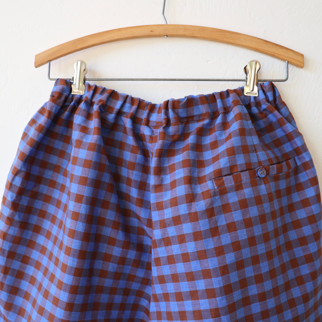 Makié Linen Pants - Blue/Brown Gingham