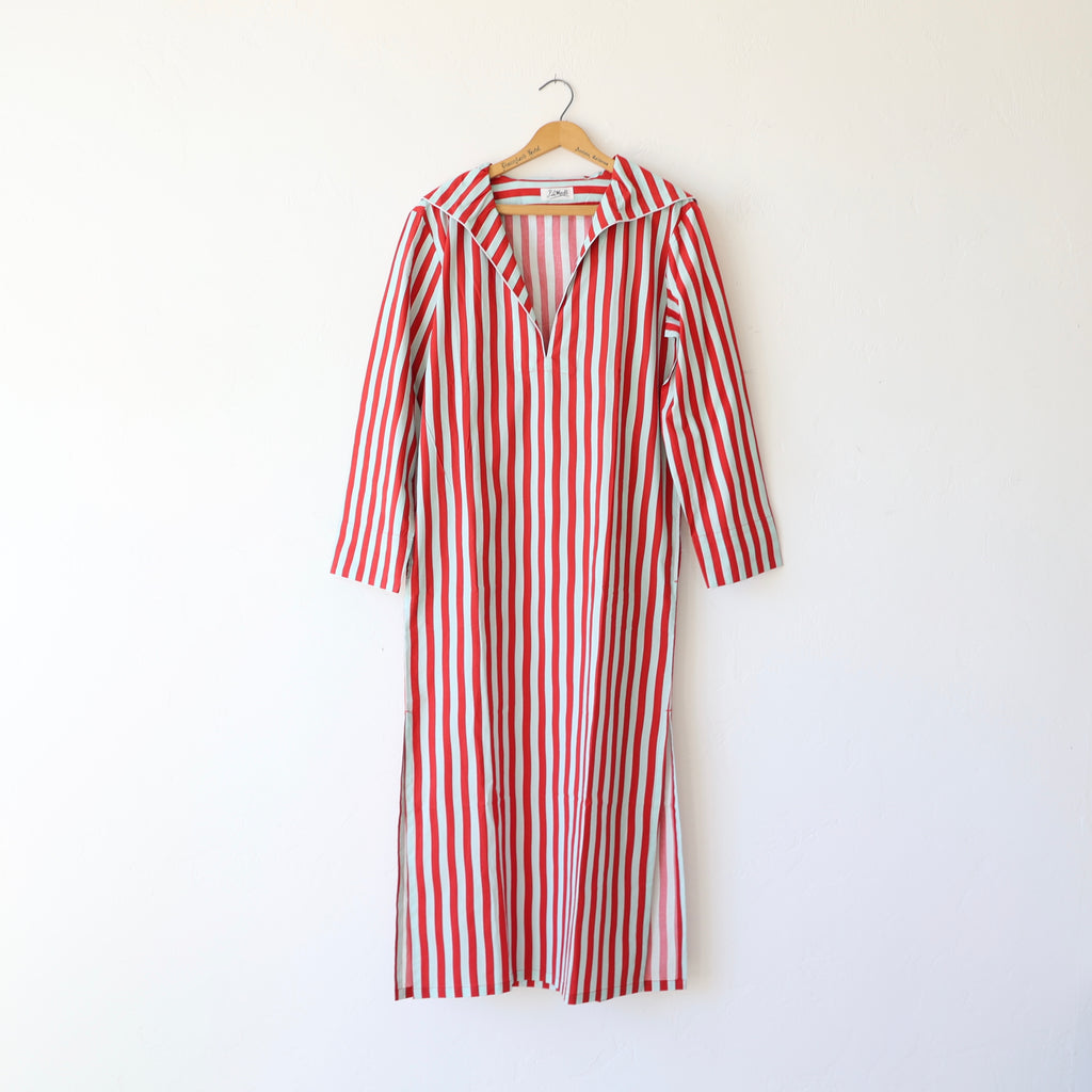 P. Le Moult Sailor Collar Night Dress - Red Stripes