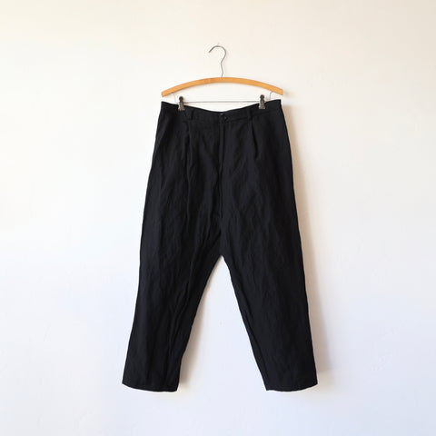 Apuntob Pleated Trousers - Black Cotton/Wool