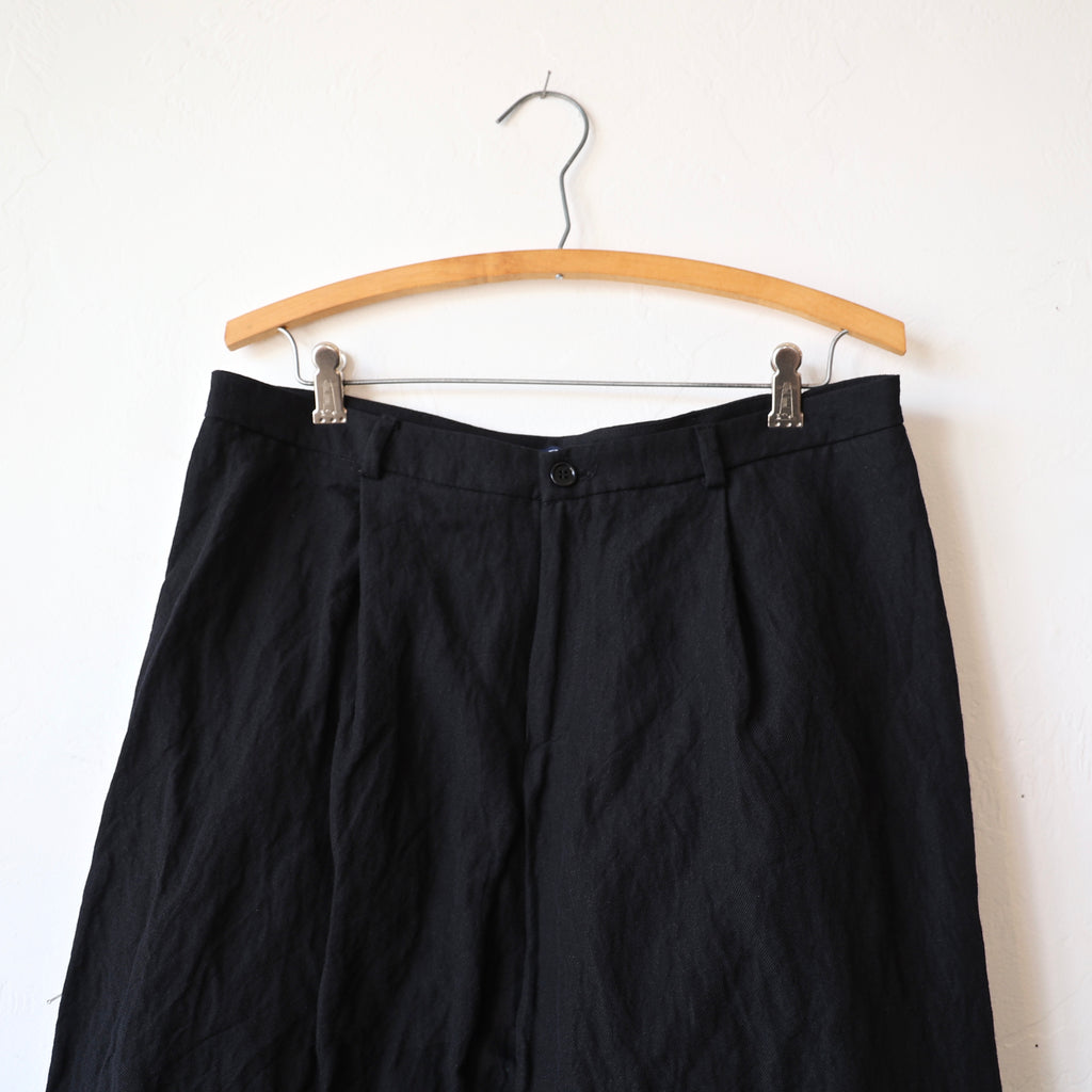 Apuntob Pleated Trousers - Black Cotton/Wool