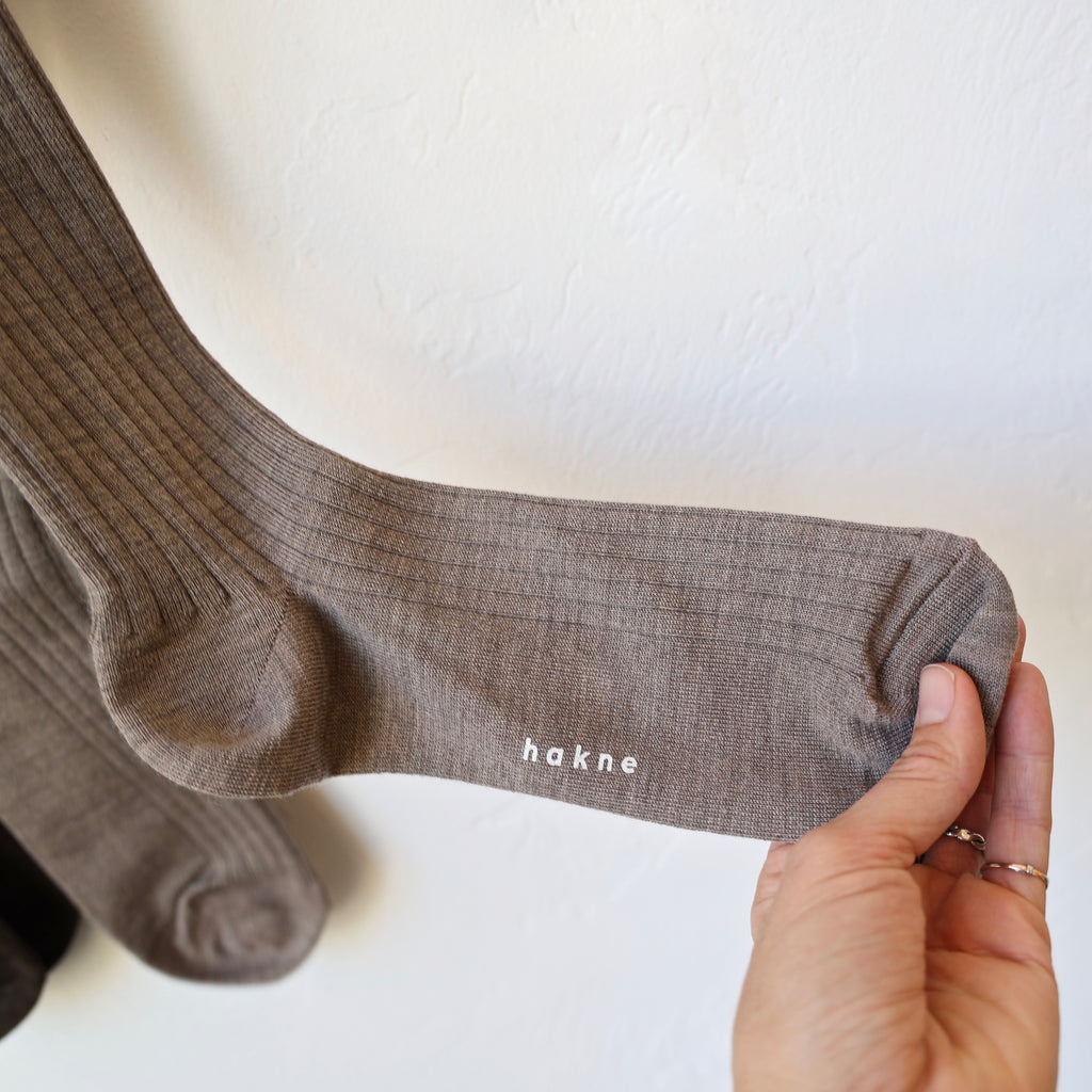 Hakne Merino Wool Ribbed Knee High Socks - 3 Colors