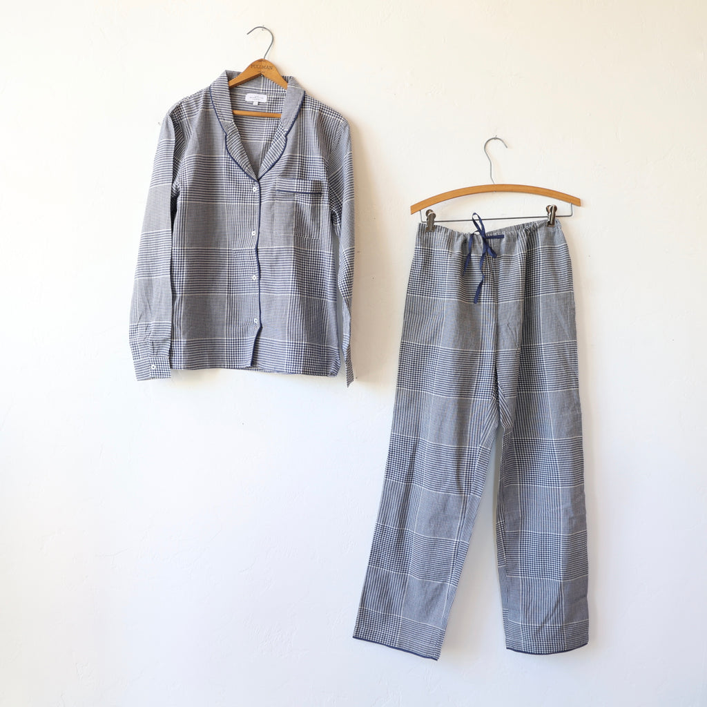 Scarlette Cotton Pajama Set - Blue/Cream Small Plaid