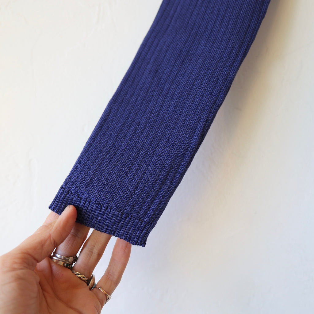 Une Heures Italian Silk Long Sleeve - Marine Blue