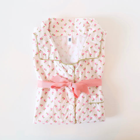 Domi Oversized Cotton Pajama Set - Pink Floral