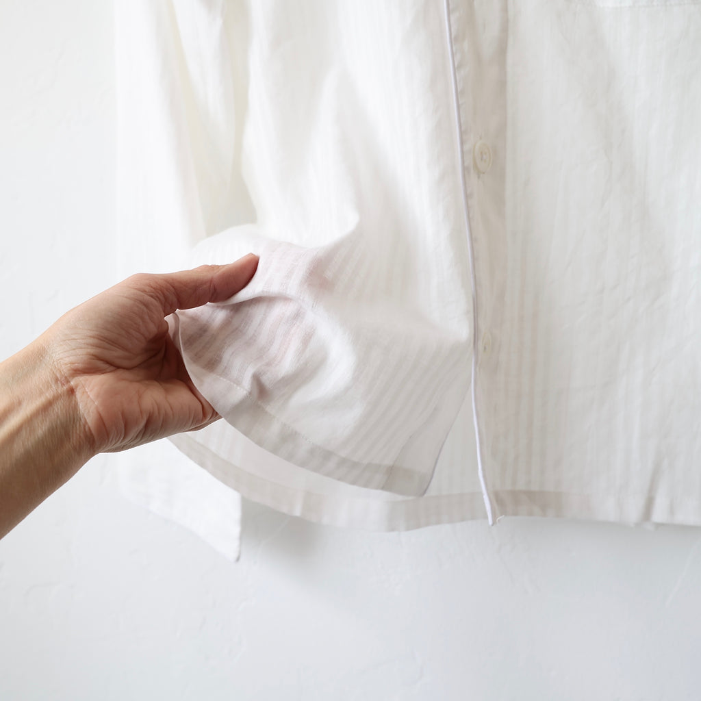 P. Le Moult Lightweight Pajama Set - White on White Stripes