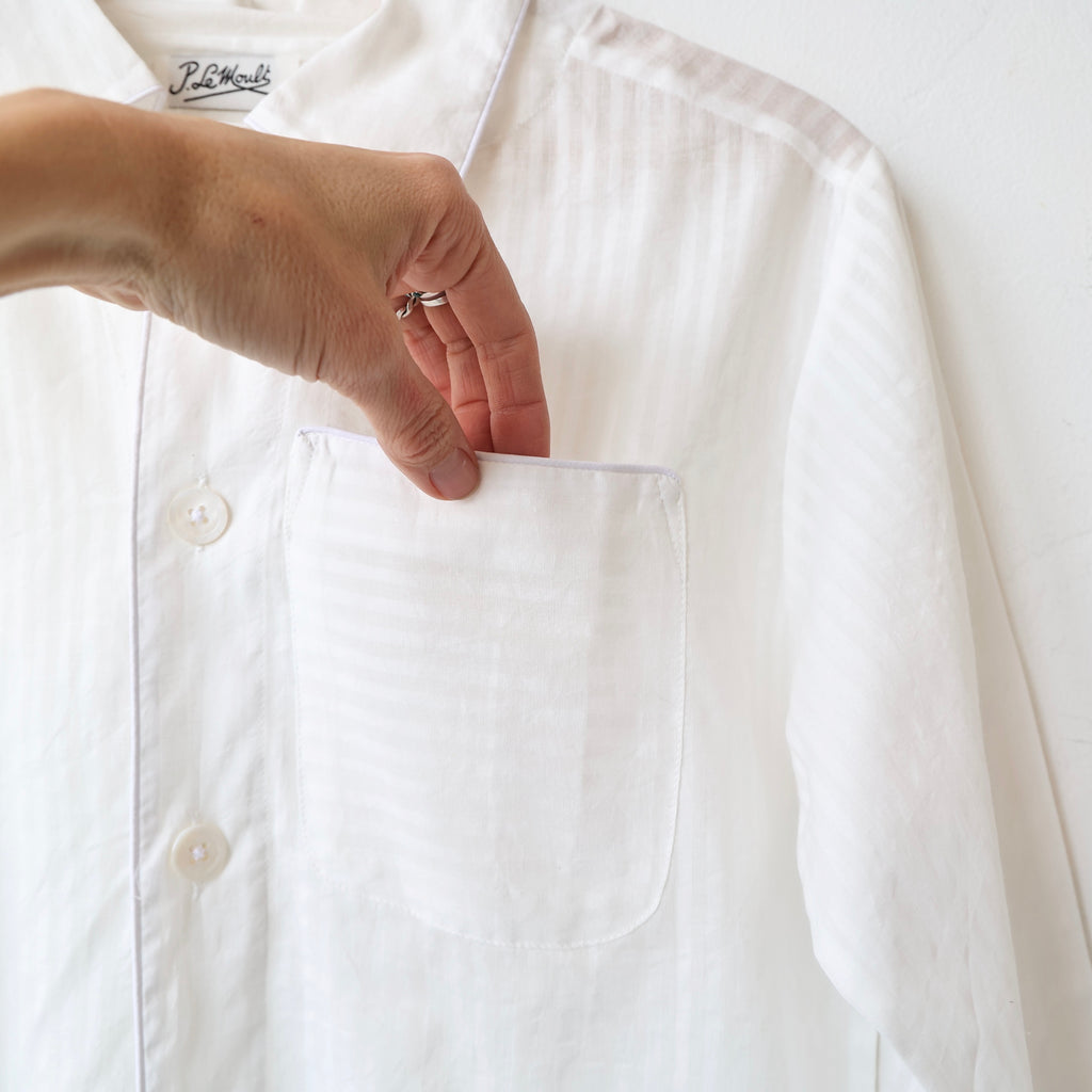 P. Le Moult Lightweight Pajama Set - White on White Stripes