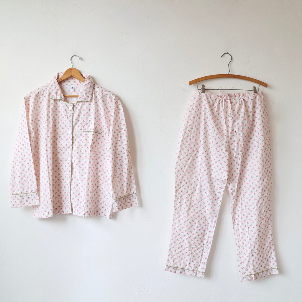 Domi Oversized Cotton Pajama Set - Pink Floral
