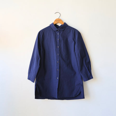 Hannoh Rounded Collar Shirt - Navy