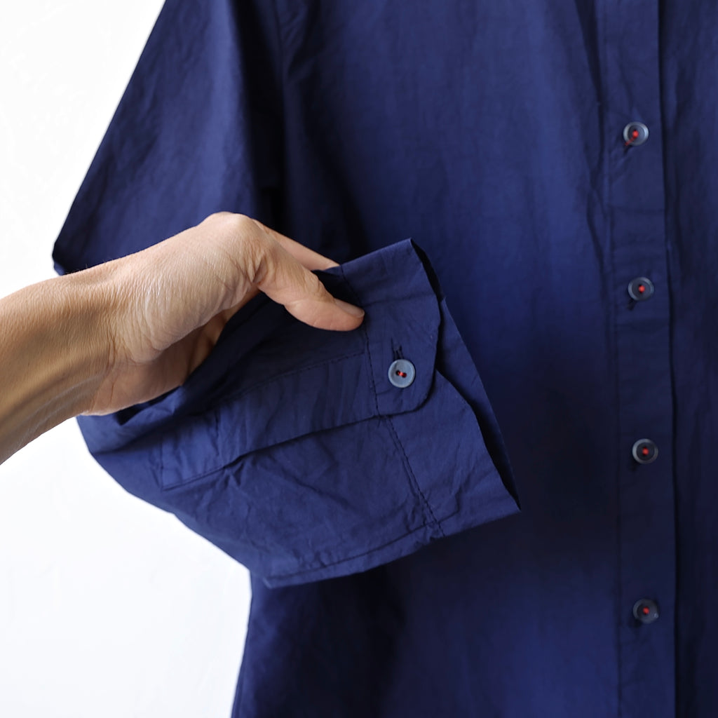 Hannoh Rounded Collar Shirt - Navy