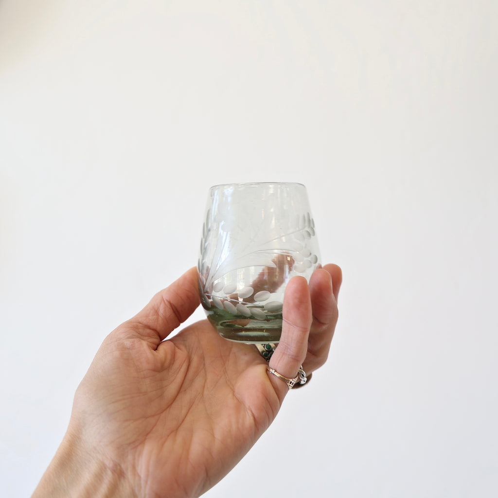 Hand Blown Etched Glasses - 2 Styles
